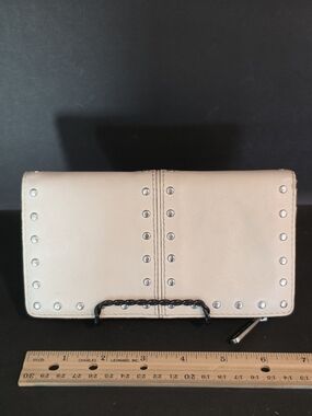 Michael Kors Cream Studded Leather Wallet Clutch